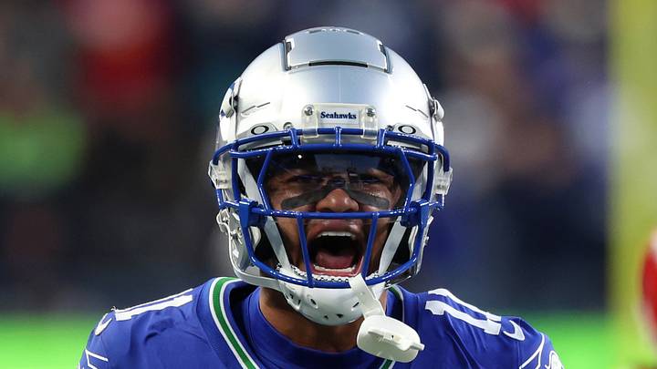 Seattle Seahawks wide receiver Jaxon Smith-Njigba celebrates