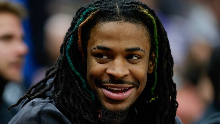 Jan 3, 2025; Sacramento, California, USA; Memphis Grizzlies guard Ja Morant (12) smiles on the bench during the fourth quarter against the Sacramento Kings at Golden 1 Center. Mandatory Credit: Sergio Estrada-Imagn Images Jan 3, 2025; Sacramento, California, USA; Memphis Grizzlies guard Ja Morant (12) smiles on the bench during the fourth quarter against the Sacramento Kings at Golden 1 Center. Mandatory Credit: Sergio Estrada-Imagn Images