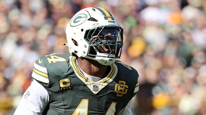 Green Bay Packers linebacker Zaire Franklin (44) reacts after a play against the Chicago Bears. Green Bay Packers linebacker Zaire Franklin (44) reacts after a play against the Chicago Bears.