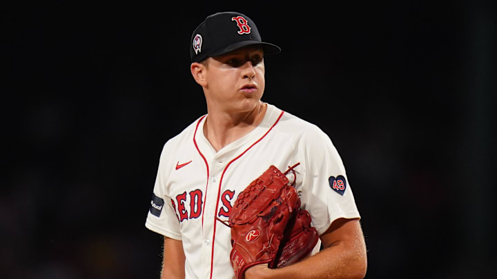 Sep 11, 2024; Boston, Massachusetts, USA; Boston Red Sox starting pitcher Nick Pivetta (37) on the mound against the Baltimore Orioles in the first inning at Fenway Park. Mandatory Credit: David Butler II-Imagn Images