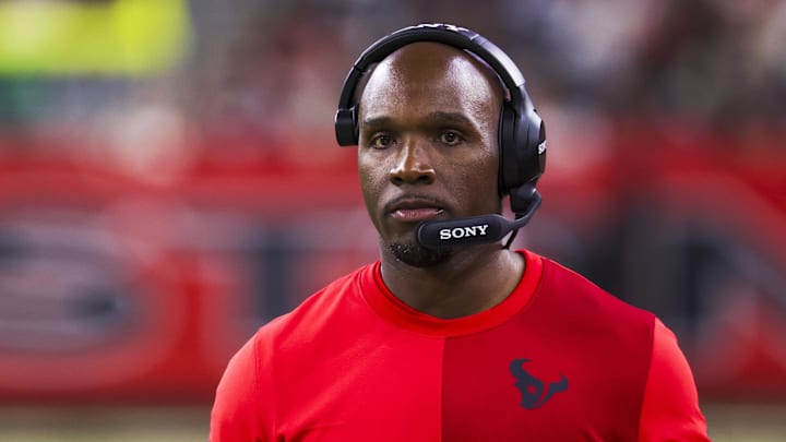 Dec 21, 2025; Houston, Texas, USA; Houston Texans head coach Demeco Ryans stands on the sidelines during the fourth quarter against the Las Vegas Raiders at NRG Stadium. Mandatory Credit: Thomas Shea-Imagn Images Dec 21, 2025; Houston, Texas, USA; Houston Texans head coach Demeco Ryans stands on the sidelines during the fourth quarter against the Las Vegas Raiders at NRG Stadium. Mandatory Credit: Thomas Shea-Imagn Images
