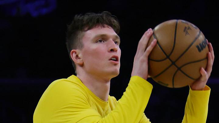 LOS ANGELES, CA - FEBRUARY 7: Dalton Knecht #4 of the Los Angeles Lakers shoots the ball before an NBA game against the Golden State Warriors at Crypto.com Arena on February 7, 2026 in Los Angeles, California. (Photo by Kevin Terrell/Getty Images) LOS ANGELES, CA - FEBRUARY 7: Dalton Knecht #4 of the Los Angeles Lakers shoots the ball before an NBA game against the Golden State Warriors at Crypto.com Arena on February 7, 2026 in Los Angeles, California. (Photo by Kevin Terrell/Getty Images)