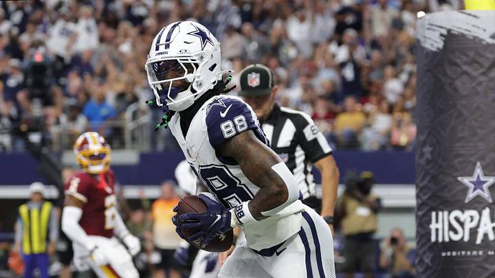 Sep 20, 2026; Arlington, Texas, USA; Dallas Cowboys wide receiver CeeDee Lamb (88) reacts after catching a three-yard touchdown pass thrown by quarterback Dak Prescott (not pictured) against the Washington Commanders during the first quarter at AT&T Stadium. Mandatory Credit: Kevin Jairaj-Imagn Images Sep 20, 2026; Arlington, Texas, USA; Dallas Cowboys wide receiver CeeDee Lamb (88) reacts after catching a three-yard touchdown pass thrown by quarterback Dak Prescott (not pictured) against the Washington Commanders during the first quarter at AT&T Stadium. Mandatory Credit: Kevin Jairaj-Imagn Images
