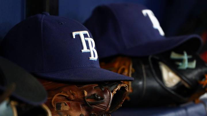 Jul 2, 2019; St. Petersburg, FL, USA; A detail view of Tampa Bay Rays hats and gloves lay in the dugout at Tropicana Field. Jul 2, 2019; St. Petersburg, FL, USA; A detail view of Tampa Bay Rays hats and gloves lay in the dugout at Tropicana Field.