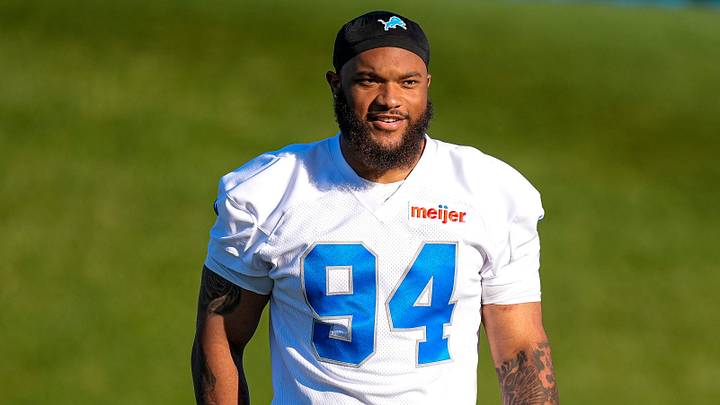 Detroit Lions defensive tackle Mekhi Wingo (94) practices during training camp at Meijer Performance Center in Allen Park on Wednesday, July 29, 2026.