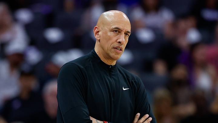 Mar 19, 2026; Sacramento, California, USA; Sacramento Kings head coach Doug Christie looks on during the third quarter against the Philadelphia 76ers at Golden 1 Center. Mar 19, 2026; Sacramento, California, USA; Sacramento Kings head coach Doug Christie looks on during the third quarter against the Philadelphia 76ers at Golden 1 Center.