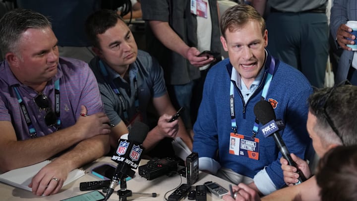 Chicago Bears head coach Ben Johnson answers questions from the media during the NFL Annual League Meeting at The Breakers.