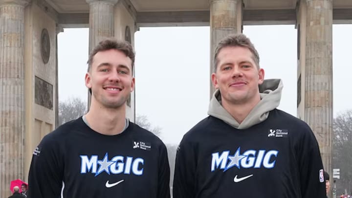 Franz Wagner and Moritz Wagner pose for Magic in Germany Franz Wagner and Moritz Wagner pose for Magic in Germany