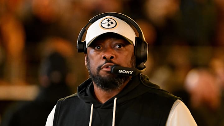 Jan 12, 2026; Pittsburgh, PA, USA; Pittsburgh Steelers head coach Mike Tomlin before an AFC Wild Card Round game against the Houston Texans at Acrisure Stadium. Mandatory Credit: Barry Reeger-Imagn Images