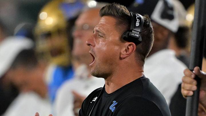 Oct 17, 2026; Pasadena, California, USA; UCLA Bruins head coach Bob Chesney on the sidelines in the second half against the Wisconsin Badgers at the Rose Bowl. Mandatory Credit: Jayne Kamin-Oncea-Imagn Images Oct 17, 2026; Pasadena, California, USA; UCLA Bruins head coach Bob Chesney on the sidelines in the second half against the Wisconsin Badgers at the Rose Bowl. Mandatory Credit: Jayne Kamin-Oncea-Imagn Images