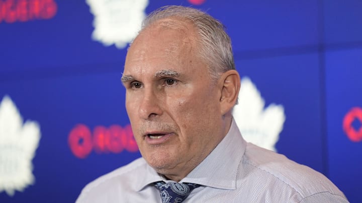 Mar 12, 2026; Toronto, Ontario, CAN; Toronto Maple Leafs head coach Craig Berube during a media conference after a win over the Anaheim Ducks at Scotiabank Arena. Mandatory Credit: John E. Sokolowski-Imagn Images