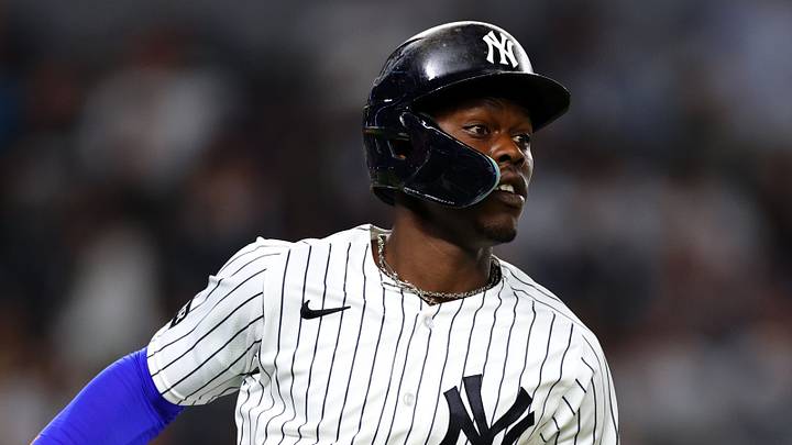 New York Yankees second base Jazz Chisholm Jr. (13) singles during the eighth inning against the Colorado Rockies at Yankee Stadium. Mandatory Credit: Vincent Carchietta-Imagn Images New York Yankees second base Jazz Chisholm Jr. (13) singles during the eighth inning against the Colorado Rockies at Yankee Stadium. Mandatory Credit: Vincent Carchietta-Imagn Images
