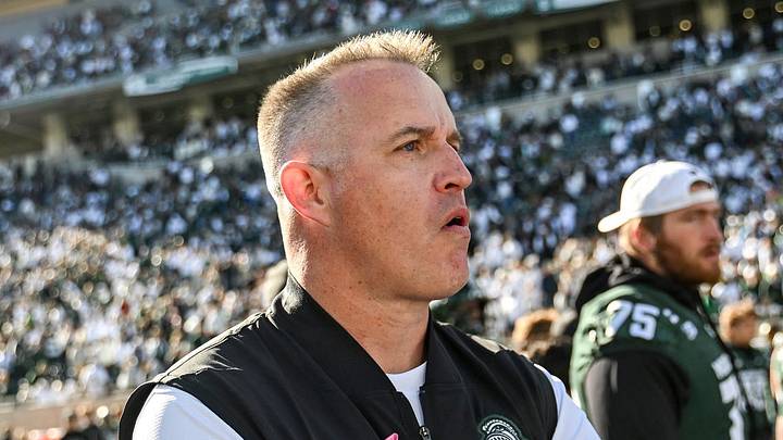 Michigan State’s head coach Pat Fitzgerald, right, leaves the field after shaking hands with Northwestern’s head coach David Braun, left, after the game on Saturday, Oct. 17, 2026, at Spartan Stadium in East Lansing. Michigan State’s head coach Pat Fitzgerald, right, leaves the field after shaking hands with Northwestern’s head coach David Braun, left, after the game on Saturday, Oct. 17, 2026, at Spartan Stadium in East Lansing.