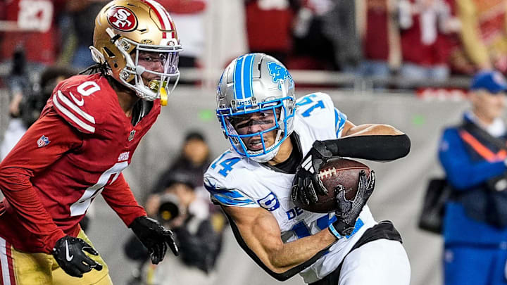 Detroit Lions wide receiver Amon-Ra St. Brown (14).