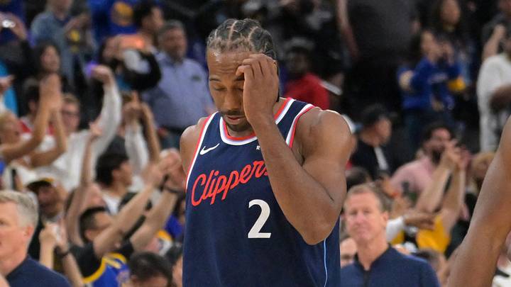 Apr 15, 2026; Inglewood, California, USA; Los Angeles Clippers forward Kawhi Leonard (2) leaves the court after being defeated by the Golden State Warriors during the play-in rounds of the 2026 NBA Playoffs at Intuit Dome. Mandatory Credit: Jayne Kamin-Oncea-Imagn Images Apr 15, 2026; Inglewood, California, USA; Los Angeles Clippers forward Kawhi Leonard (2) leaves the court after being defeated by the Golden State Warriors during the play-in rounds of the 2026 NBA Playoffs at Intuit Dome. Mandatory Credit: Jayne Kamin-Oncea-Imagn Images