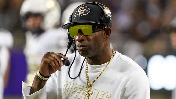 Oct 4, 2025; Fort Worth, Texas, USA; Colorado Buffaloes head coach Deion Sanders on the sidelines during the first half against the TCU Horned Frogs at Amon G. Carter Stadium. Mandatory Credit: Raymond Carlin III-Imagn Images Oct 4, 2025; Fort Worth, Texas, USA; Colorado Buffaloes head coach Deion Sanders on the sidelines during the first half against the TCU Horned Frogs at Amon G. Carter Stadium. Mandatory Credit: Raymond Carlin III-Imagn Images