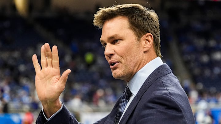 Tom Brady waves at Detroit Lions fans at Ford Field in Detroit on Sunday, November 2, 2025. Tom Brady waves at Detroit Lions fans at Ford Field in Detroit on Sunday, November 2, 2025.
