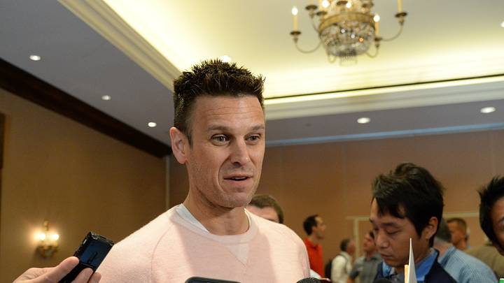 Nov 13, 2019; Scottsdale, AZ, USA; Seattle Mariners general manager Jerry Dipoto speaks with members of the media during general managers meetings at the Omni Scottsdale Resort & Spa at Montelucia Mandatory Credit: Joe Camporeale-USA TODAY Sports