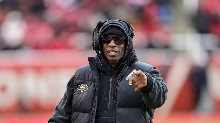 Nov 25, 2023; Salt Lake City, Utah, USA; Colorado Buffaloes head coach Deion Sanders on the field against the Utah Utes at Rice-Eccles Stadium. Mandatory Credit: Christopher Creveling-Imagn Images Nov 25, 2023; Salt Lake City, Utah, USA; Colorado Buffaloes head coach Deion Sanders on the field against the Utah Utes at Rice-Eccles Stadium. Mandatory Credit: Christopher Creveling-Imagn Images
