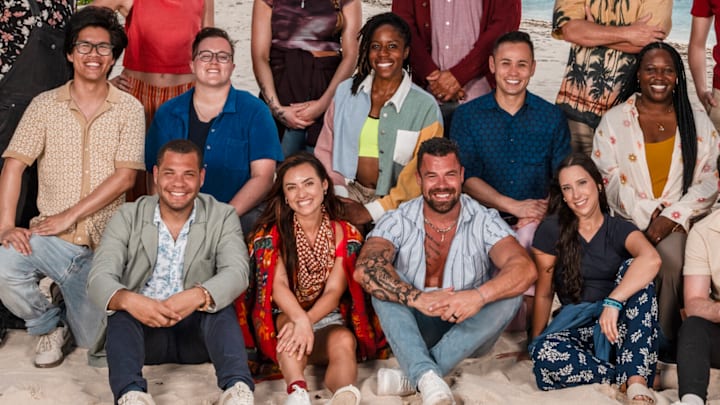 The Contestants of the CBS Original Series SURVIVOR, Season 49, scheduled to air on the CBS Television Network. Pictured (L-R): Top Row: Jawann Pitts, Shannon Fairweather, Sage Ahrens-Nichols, Nate Moore, Matt Williams, Rizo Velovic, and Kimberely “Annie” Davis. Middle Row: Jason Treul, Nicole Mazullo, Michelle “MC” Chukwujekwu, Jeremiah Ing, Kristina Mills, and Sophie Segreti. Bottom Row: Alex Moore, Savannah Louie, Jake Latimer, Sophi Balerdi, and Steven Ramm. Photo: Robert Voets/CBS ©2025 CBS