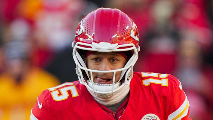 Dec 14, 2025; Kansas City, Missouri, USA; Kansas City Chiefs quarterback Patrick Mahomes (15) runs the ball during the second half against the Los Angeles Chargers at GEHA Field at Arrowhead Stadium. Mandatory Credit: Jay Biggerstaff-Imagn Images Dec 14, 2025; Kansas City, Missouri, USA; Kansas City Chiefs quarterback Patrick Mahomes (15) runs the ball during the second half against the Los Angeles Chargers at GEHA Field at Arrowhead Stadium. Mandatory Credit: Jay Biggerstaff-Imagn Images