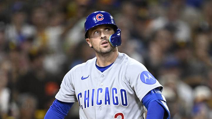 Sep 29, 2026; San Diego, California, USA; Chicago Cubs third baseman Alex Bregman (3) reacts after striking out during the sixth inning against the San Diego Padres during game one of the Wildcard round for the 2026 MLB Playoffs at Petco Park. Mandatory Credit: Denis Poroy-Imagn Images Sep 29, 2026; San Diego, California, USA; Chicago Cubs third baseman Alex Bregman (3) reacts after striking out during the sixth inning against the San Diego Padres during game one of the Wildcard round for the 2026 MLB Playoffs at Petco Park. Mandatory Credit: Denis Poroy-Imagn Images