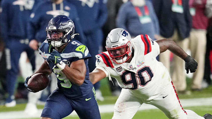 Seattle Seahawks running back Kenneth Walker III runs the ball