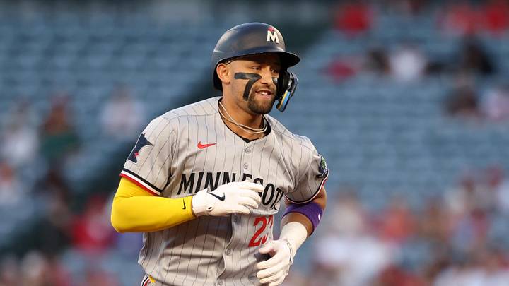 Sep 8, 2025; Anaheim, California, USA; Minnesota Twins third baseman Royce Lewis (23) runs around bases after hitting a two-run home run during the second inning against the Los Angeles Angels at Angel Stadium. Mandatory Credit: Kiyoshi Mio-Imagn Images Sep 8, 2025; Anaheim, California, USA; Minnesota Twins third baseman Royce Lewis (23) runs around bases after hitting a two-run home run during the second inning against the Los Angeles Angels at Angel Stadium. Mandatory Credit: Kiyoshi Mio-Imagn Images