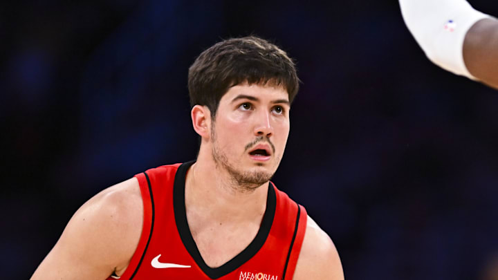 Apr 11, 2025; Los Angeles, California, USA; Houston Rockets guard Reed Sheppard (15) looks to shoot against Los Angeles Lakers forward Rui Hachimura (28) during the second half at Crypto.com Arena. Mandatory Credit: Jonathan Hui-Imagn Images Apr 11, 2025; Los Angeles, California, USA; Houston Rockets guard Reed Sheppard (15) looks to shoot against Los Angeles Lakers forward Rui Hachimura (28) during the second half at Crypto.com Arena. Mandatory Credit: Jonathan Hui-Imagn Images