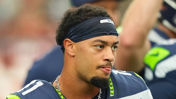 Seattle Seahawks wide receiver Jaxon Smith-Njigba warms up before a game Seattle Seahawks wide receiver Jaxon Smith-Njigba warms up before a game