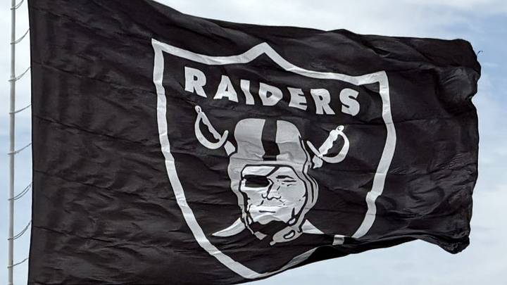 Aug 27, 2026; Paradise, Nevada, USA; A Las Vegas Raiders shield logo flag outside of Allegiant Stadium. Mandatory Credit: Kirby Lee-Imagn Images Aug 27, 2026; Paradise, Nevada, USA; A Las Vegas Raiders shield logo flag outside of Allegiant Stadium. Mandatory Credit: Kirby Lee-Imagn Images