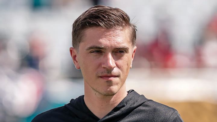 Sep 21, 2025; Jacksonville, Florida, USA; Jacksonville Jaguars general manager James Gladstone on the field during pregame against the Houston Texans at EverBank Stadium. Mandatory Credit: Travis Register-Imagn Images Sep 21, 2025; Jacksonville, Florida, USA; Jacksonville Jaguars general manager James Gladstone on the field during pregame against the Houston Texans at EverBank Stadium. Mandatory Credit: Travis Register-Imagn Images