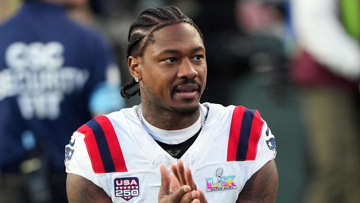 Feb 8, 2026; Santa Clara, CA, USA; New England Patriots wide receiver Stefon Diggs (8) during halftime against the Seattle Seahawks in Super Bowl LX at Levi's Stadium. Mandatory Credit: Darren Yamashita-Imagn Images Feb 8, 2026; Santa Clara, CA, USA; New England Patriots wide receiver Stefon Diggs (8) during halftime against the Seattle Seahawks in Super Bowl LX at Levi's Stadium. Mandatory Credit: Darren Yamashita-Imagn Images