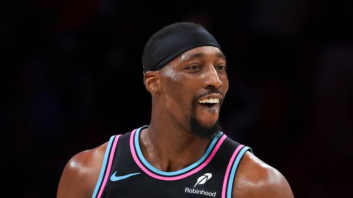 Miami Heat center Bam Adebayo (13) reacts after scoring against the Philadelphia 76ers during the fourth quarter at Kaseya Center on March 30, 2026.