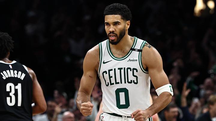 Oct 27, 2026; Boston, Massachusetts, USA; Boston Celtics forward Jayson Tatum (0) celebrates a late basket during the second half of their overtime win over the Brooklyn Nets at TD Garden. Mandatory Credit: Winslow Townson-Imagn Images Oct 27, 2026; Boston, Massachusetts, USA; Boston Celtics forward Jayson Tatum (0) celebrates a late basket during the second half of their overtime win over the Brooklyn Nets at TD Garden. Mandatory Credit: Winslow Townson-Imagn Images