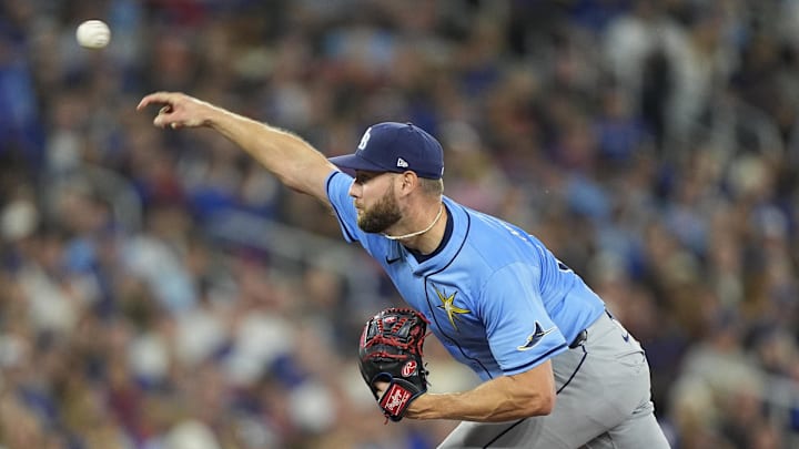 Tampa Bay Rays starting pitcher Adrian Houser. Tampa Bay Rays starting pitcher Adrian Houser.