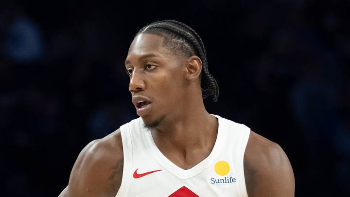 Toronto Raptors forward RJ Barrett dribbles the ball against the Minnesota Timberwolves Toronto Raptors forward RJ Barrett dribbles the ball against the Minnesota Timberwolves