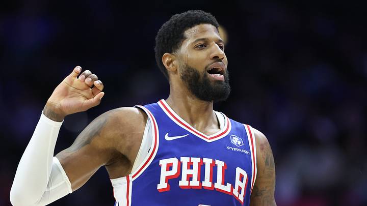 Mar 25, 2026; Philadelphia, Pennsylvania, USA; Philadelphia 76ers forward Paul George (8) reacts to a missed shot against the Chicago Bulls during the second quarter at Xfinity Mobile Arena. Mandatory Credit: Bill Streicher-Imagn Images Mar 25, 2026; Philadelphia, Pennsylvania, USA; Philadelphia 76ers forward Paul George (8) reacts to a missed shot against the Chicago Bulls during the second quarter at Xfinity Mobile Arena. Mandatory Credit: Bill Streicher-Imagn Images