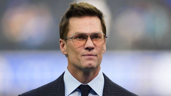 Fox broadcaster Tom Brady is seen prior to the game between the Detroit Lions and the Los Angeles Rams at SoFi Stadium. Fox broadcaster Tom Brady is seen prior to the game between the Detroit Lions and the Los Angeles Rams at SoFi Stadium.