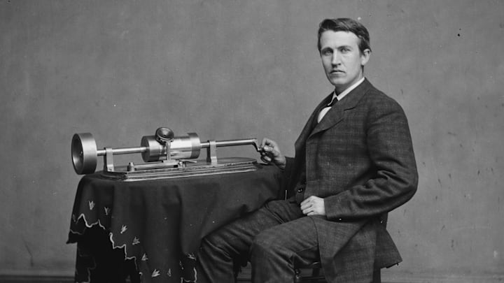 Thomas Edison, awaiting a ghostly phone call.