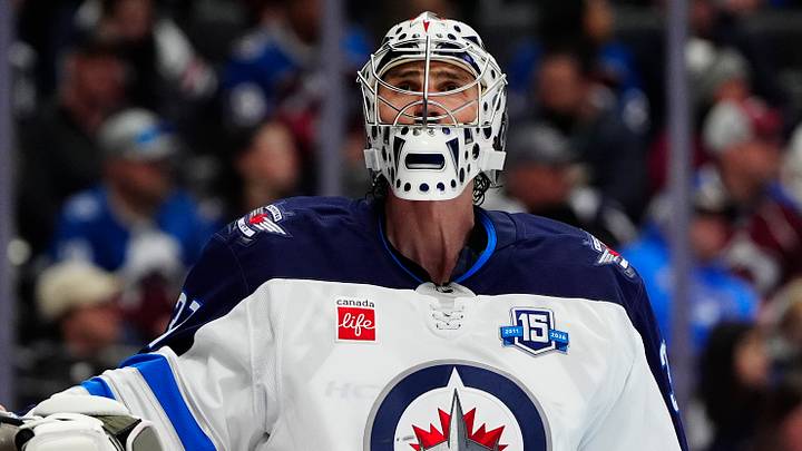 Mar 28, 2026; Denver, Colorado, USA; Winnipeg Jets goaltender Connor Hellebuyck (37) during the second period against the Colorado Avalanche at Ball Arena. Mandatory Credit: Ron Chenoy-Imagn Images Mar 28, 2026; Denver, Colorado, USA; Winnipeg Jets goaltender Connor Hellebuyck (37) during the second period against the Colorado Avalanche at Ball Arena. Mandatory Credit: Ron Chenoy-Imagn Images