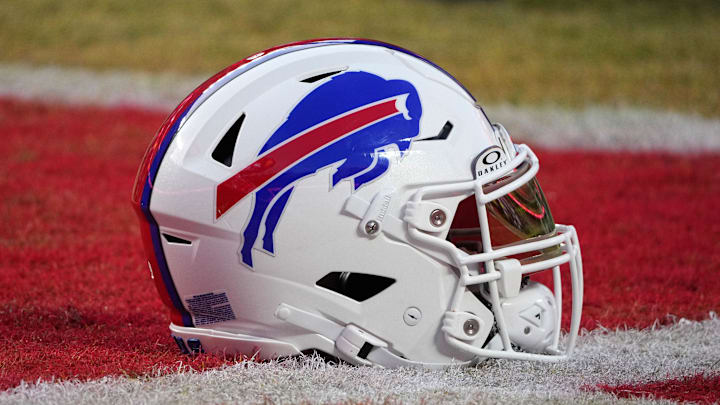 A detailed view of the Buffalo Bills helmet before the AFC Championship game.Images