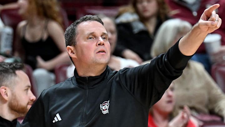 Jan 10, 2026; Tallahassee, Florida, USA; North Carolina State Wolfpack head coach Will Wade during the second half against the Florida State Seminoles at Donald L. Tucker Center. Mandatory Credit: Melina Myers-Imagn Images