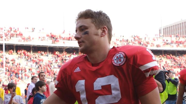 Nebraska Cornhuskers quarterback Joe Ganz (12) leaves the field