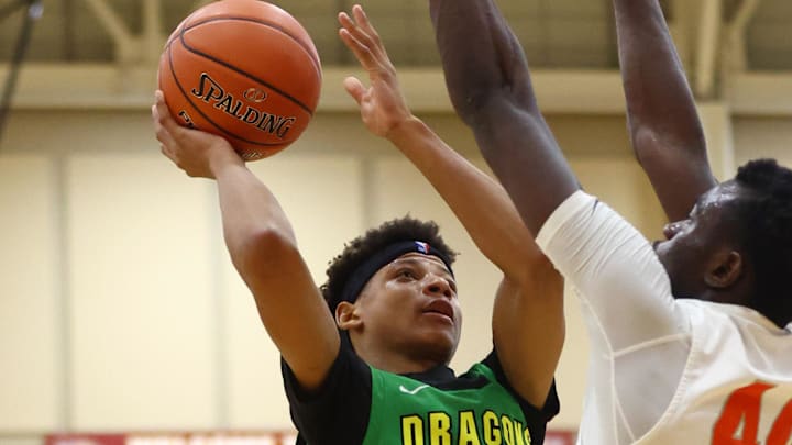 Dec 1, 2023; Scottsdale, AZ, USA; Arizona Compass Prep  guard Jeremiah Fears (2) drives to the