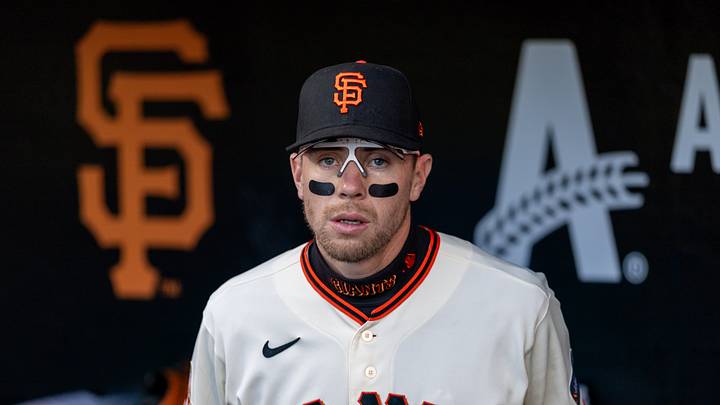 San Francisco, California, USA;  San Francisco Giants third baseman Christian Koss (50) before the game against the Cincinnati Reds at Oracle Park.  Mandatory Credit: Bob Kupbens-Imagn Images