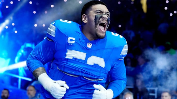 Detroit Lions offensive tackle Penei Sewell (58). Detroit Lions offensive tackle Penei Sewell (58).