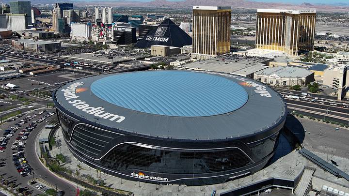 Jul 24, 2025; Las Vegas, NV, USA; A general overall aerial view of Allegiant Stadium and the Las Vegas strip. Mandatory Credit: Kirby Lee-Imagn Images Jul 24, 2025; Las Vegas, NV, USA; A general overall aerial view of Allegiant Stadium and the Las Vegas strip. Mandatory Credit: Kirby Lee-Imagn Images