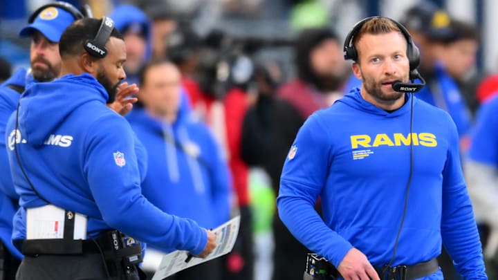 Jan 25, 2026; Seattle, WA, USA; Los Angeles Rams head coach Sean McVay looks on during the first half against the Seattle Seahawks in the 2026 NFC Championship Game at Lumen Field. Mandatory Credit: Steven Bisig-Imagn Images Jan 25, 2026; Seattle, WA, USA; Los Angeles Rams head coach Sean McVay looks on during the first half against the Seattle Seahawks in the 2026 NFC Championship Game at Lumen Field. Mandatory Credit: Steven Bisig-Imagn Images
