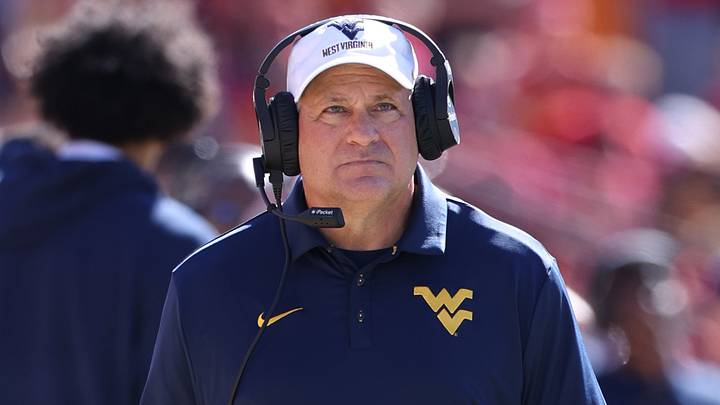 Oct 3, 2026; Ames, Iowa, USA;  West Virginia Mountaineers head coach Rich Rodriguez watches his team play the Iowa State Cyclones during the second half at Jack Trice Stadium.  Mandatory Credit: Reese Strickland-Imagn Images